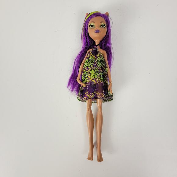 Monster High Doll Clawdeen Generation 1 Skull Shores Wolf Swimsuit Dress Purple - Picture 1 of 12